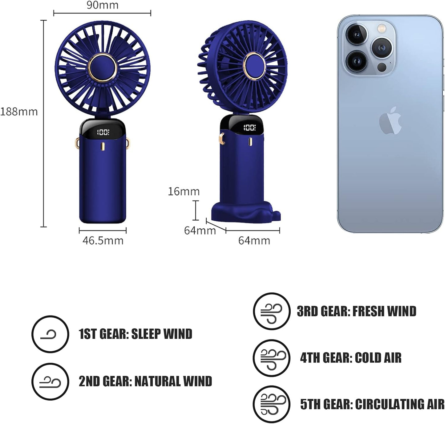 TURBOSONIC™ High-Speed Portable Fan With 5 Cooling Modes, Foldable Design, LED Display & Long Battery Life @ Just Rs.699/-