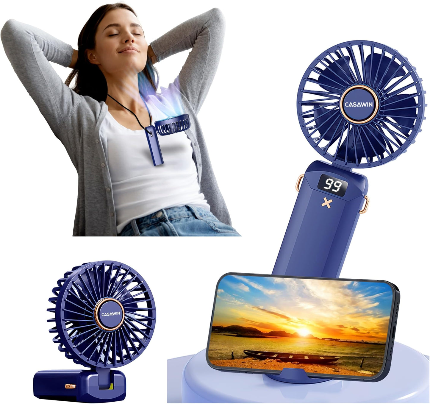 TURBOSONIC™ High-Speed Portable Fan With 5 Cooling Modes, Foldable Design, LED Display & Long Battery Life @ Just Rs.699/-